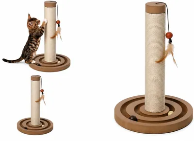 Produktbild von Kratzbaum - Katzenspielzeug - Kratzspielzeug Balta Weiß - Kugelbahn - Juteseil -