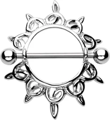 Produktbild von viva-adorno Brustwarzenpiercing Brustpiercing Nippel Piercing Schild Sonne Barbell Z451, Design B