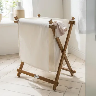 Produktbild von Destiny Wäschesack SPA & LIVING Wäschesammler mit Holzgestell 41x40x50 cm Teak