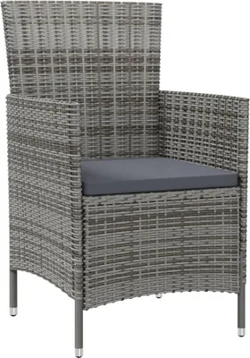 Produktbild von vidaXL Gartenstühle mit Kissen 2 Stk. Poly Rattan Grau
