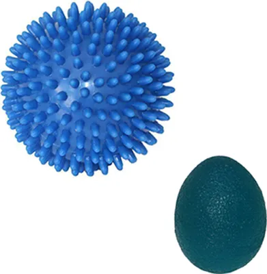 Produktbild von ø 9cm Massageball Igelball + Grip Ball blau