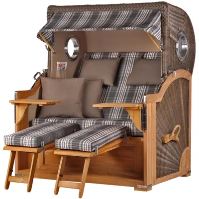 Produktbild von Strandkorb-Set - bene living - Königssee Teak - PE grau- Modell 522 - inkl. Liftersystem