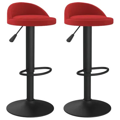 Image de Tabourets de bar lot de 2 rouge bordeaux velours