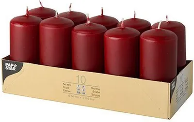 Produktbild von Papstar Stumpenkerzen Ø 40 mm 90 mm bordeaux, 4 x 10 Stück