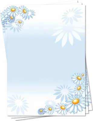 Produktbild von Motivpapier Briefpapier (Blumen-5161, DIN A4, 25 Blatt) - blau weiß gelbe Margeriten
