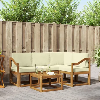 Produktbild von Outdoor-Sofagarnitur - VIDAXL - Terrassen-Sofa - mit Kissen - 5 pcs - Natur und Creme