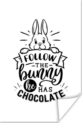 Produktbild von MuchoWow® Poster Ostern - Zitate - Folge dem Hasen, er hat Schokolade - Ostern 60x90 cm - Wanddekoration