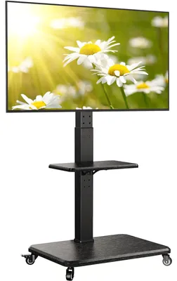Productafbeelding van Tv-standaard - Mobiel en kantelbaar - 32 tot 75 inch - Tot 50 kg - Vesa 600 x 400 mm - Verrijdbaar - Zwart