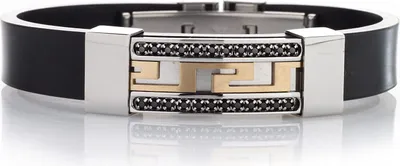 Produktbild von Edelstahl Armband Herrenarmband Gold PVD 316L CZ Schwarz- SB7420G