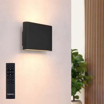 Produktbild von Ledvion LED Wandleuchte USB Aufladbar mit Fernbedienung Schwarz Kabellos