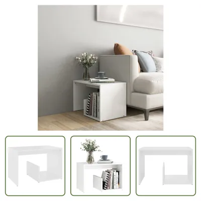 Obrázek produktu pro The Living Store boční stolek bílý 59x36x38 cm materiál na bázi dřeva