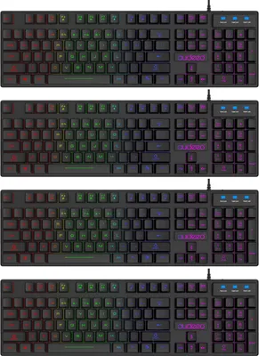 Produktbild von 4x RGB LED Gaming QWERTZ Tastatur Schwarz USB Keyboard Beleuchtet Deutsches Layout