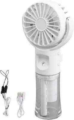 Image de Ventilateur électrique portable USB, 4 vitesses, brumisation, mode silencieux, pour les études, le bureau et l'été, blanc