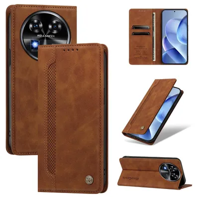 Produktbild von Handyhülle für Oukitel C37, Leder Wallet Klapphülle mit Standfunktion, Stoßfeste Schutzhülle Braun