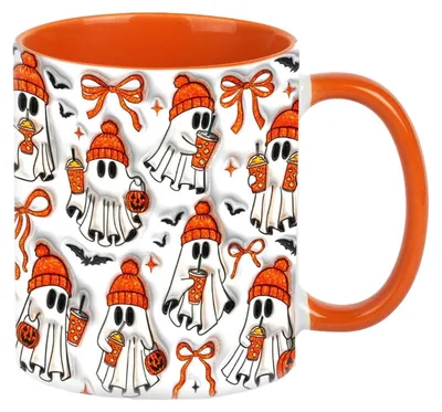 Produktbild von Halloween-Kaffeetasse aus Keramik mit 3D-Spukdesign