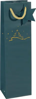 Produktbild von SIGEL GT036 Geschenktasche Flasche - petrol  - mit Bodeneinlage, Geschenkanhänger und farblich abgestimmten Tragekordeln - Papier - 10 x 35 cm