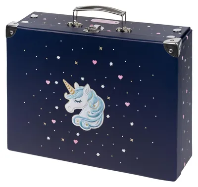 Produktbild von Baagl Kinderkoffer Pappkoffer Spielzeugkoffer Faltkoffer - Unicorn Gold