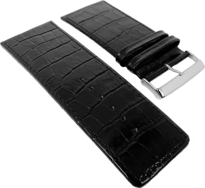 Produktbild von Uhrenarmband Kroko-Print | Kalbsleder, schwarz glänzend 22706S, Stegbreite:36mm