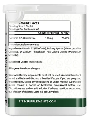 Obrázok produktu pre Vitamín B2 100 mg (riboflavín) 60 tabliet