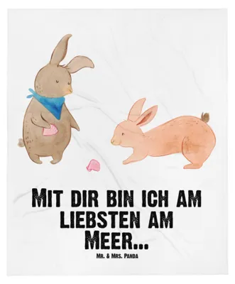 Produktbild von Mr. & Mrs. Panda Erstlingsdecke Hasen Muschel - Weiß - Geschenk, Kinderdecke, Babydecke, Beste Freundin, Schlummerdecke, Meer, Muttertag, Muscheln, Plaid, Fleecedecke