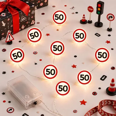 Produktbild von Lichterkette mit Verkehrsschildern zum 50. Jubiläum