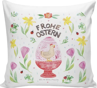 Produktbild von Mr. & Mrs. Panda kuschelkissen 40x40 Ostern Ei - Weiß - Geschenk, Zierkissen, Couchkissen, couch kissen, Kopfkissen