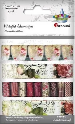 Obrázek produktu pro Wstążki rypsowe z nadrukiem vintage 16 mm x 1 m mix 4 sztuki
