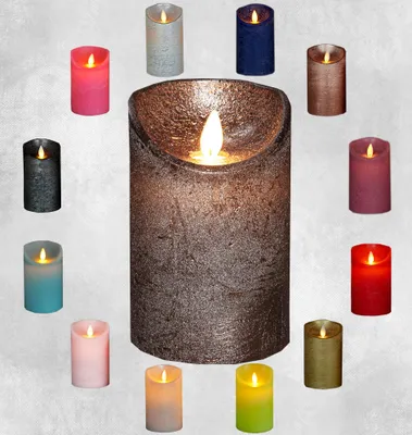 Produktbild von LED Echtwachskerze Kerze Timer flackernde Wachskerze Wachs Kerzen Batterie Bronze 10 cm