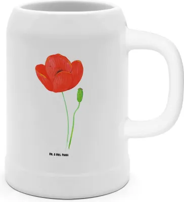 Produktbild von Mr. & Mrs. Panda Seidel Blume Mohnblume - Weiß - Geschenk, Humpen, Glaube, Blumen, Tonkrug, Religion, Steinkrug, Steinbierkrug, Krug, Mohn, Selbstliebe, Motivation