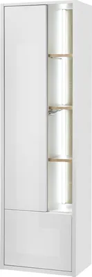 Produktbild von LIVOJO M20 Badezimmer Hochschrank 45 x 150 x 30 cm Weiß Hochglanz & Eiche Nachbildung