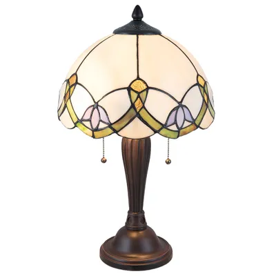 Produktbild von Clayre & Eef Tiffany Tischlampe Ø 30x50 cm Beige Grün Glas Blumen