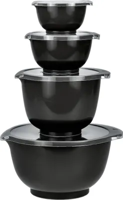 Produktbild von Rosti Rührschüssel Set 4tlg. mit Deckel "Margrethe" New schwarz (carbon black) 0,25+0,5+1,5+3,0L