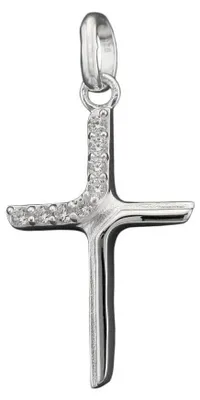 Produktbild von Anhänger Kreuz mit Zirkonia 20x6mm matt-glänzend aus 925 Silber