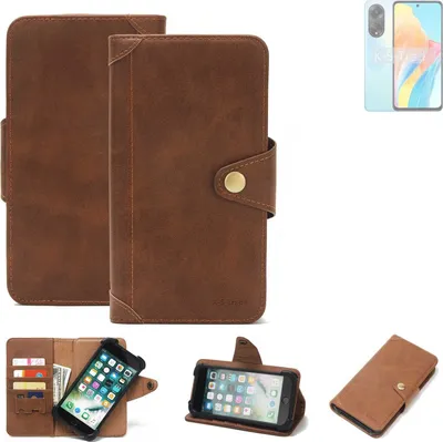 Produktbild von K-S-Trade Handyhülle kompatibel mit Oppo A98 5G Schutz Hülle Walletcase Bookstyle Tasche Case Handytasche Wallet Flipcase Cover PolyurethanBraun (1x)