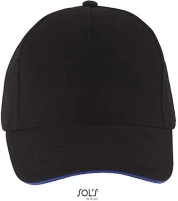 Produktbild von SOLs 00594 | Five Panels Cap Long Beach / Verstellbarer Metallverschluss - Farbe: Black/Royal Blue - Größe: One Size