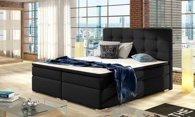 Produktbild von NABBI Gepolstert Doppelbett Insel 180 - schwarz (Soft 11)