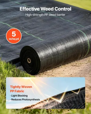 Produktbild von Unkrautvlies, strapazierfähig, 1,8 x 76,2 m, 141,7 g, Landschaftsvlies, gewebtes Unkrautvlies, Gartenvlies, Unkrautbarriere, Bodenabdeckung zur Unkrautbekämpfung, Geotextilgewebe, Gartenmatte, schwarz