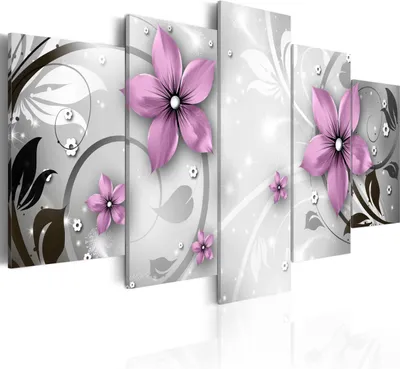 Produktbild von Leinwandbilder 200x100 cm b-A-0066-b-n Vlies Leinwandbild 5 tlg Kunstdruck modern Wandbilder XXL Wanddekoration Design Wand Bild ABSTRAKT BLUMEN ORNAMENT