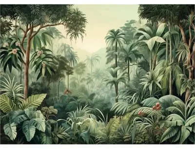 Produktbild von Fototapete Vlies FT5P 352081 - 102 Jungle aquarell grün 5-tlg. 375 x 270 cm