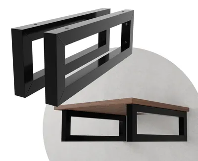 Produktbild von DIY Wandhalterung 2er Set Wandkonsole Wandkufen Rechteckhalter Waschtisch Regal Doppelregal 450x150 schwarz