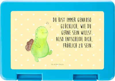 Produktbild von Mr. & Mrs. Panda Lunchbox Schildkröte Pfeifen - Gelb Pastell - Geschenk, Bentobox, Bento Box, Snackbox, Depression, Frühstücksbox, Lebensfreude, Brot Aufbewahrungsbox