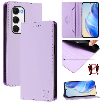 Produktbild von Lederhülle für Tecno Spark 40 Pro+ Hülle Flip Brieftasche Kartenfächern Ständer Schutzhülle Violett