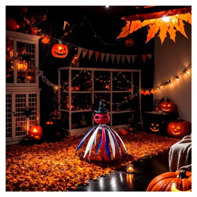 Produktbild von Halloween Garten Dekoration - Kürbis-Vogelscheuche Windmühle
