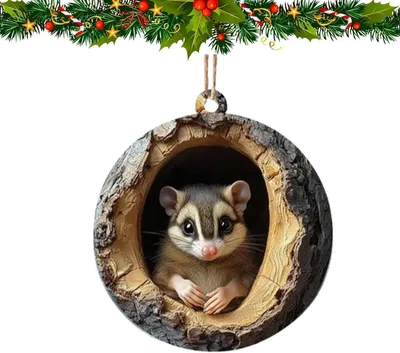 Produktbild von Weihnachtsbaumschmuck in Waldform, Tiermotiv, 2D-Acryl-Ornament, hängender Partyanhänger (Hamster)