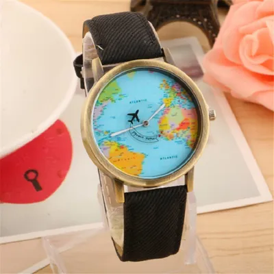Produktbild von Stylische World Uhr in Schwarz – Uni Zeitmesser für jeden Anlass KP13356