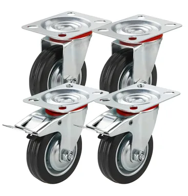 Produktbild von 4er Transportrollen - Rollen - Lenkrollen mit Bremse, (4er Set, 4-St), 4 Stück, zwei davon mit Bremsen