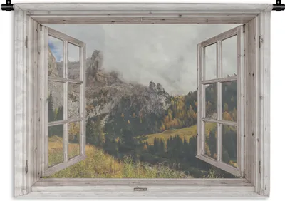 Produktbild von MuchoWow® Wandteppich Wandbehang Aussicht - Berg - Herbst 150x112 cm Tapisserie Dekoration Wandtuch - Wanddecke - Wandteppiche