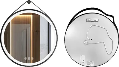 Obrázok produktu pre Okrúhle kúpeľňové zrkadlo LED, nastaviteľné osvetlenie, dizajn proti zahmlievaniu, 70 cm