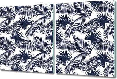 Produktbild von Glas-Herdabdeckplatte Glaskeramikkochfeld-Abdeckung Spritzschutz - 2x 40x52 cm - Tropisches Palmblatt