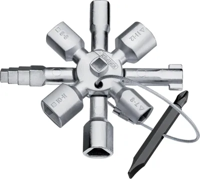 Zdjęcie produktu dla Knipex 00 11 01, Stal nierdzewna, Stal nierdzewna, 2 x noga, 10 głowic(e), Okrągły, Półkole, Kwadrat, Trójkąt, 5,6-7,8-9,10-11 mm